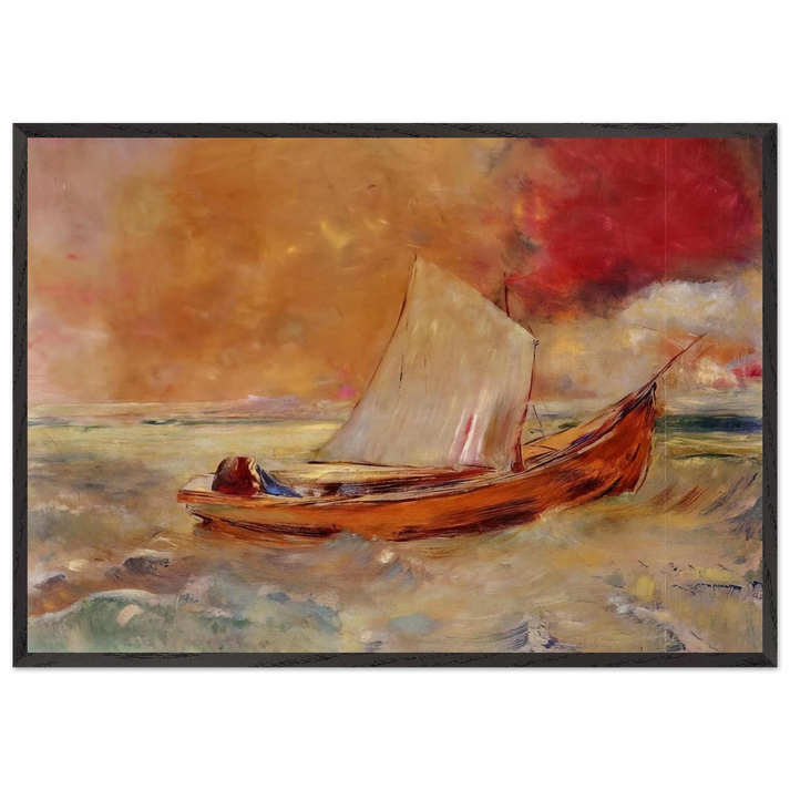 YELLOW BOAT - Odilon Redon 70x100 cm / 28x40 inches Framed Art Print – Black Wooden Frame