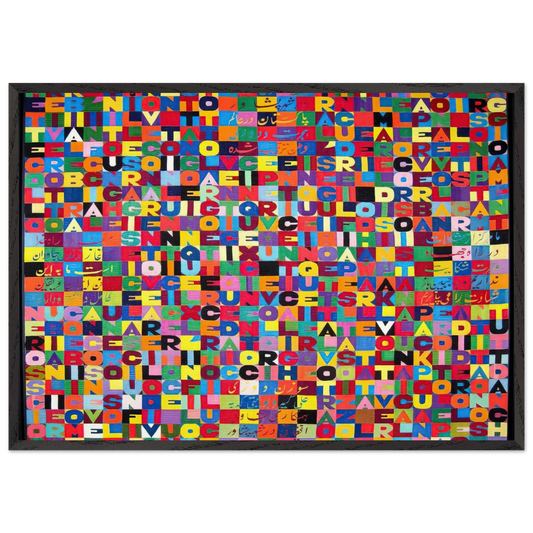 METTERE I VERBI ALL INFINITO MILLENOVECENTO OTTANTOTTO 1988 - Alighiero Boetti Framed Art Print – Black Wooden Frame - Default Title - -Framed Art Print