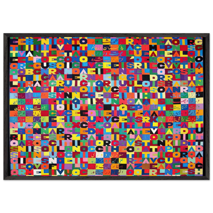 METTERE I VERBI ALL INFINITO MILLENOVECENTO OTTANTOTTO 1988 - Alighiero Boetti 70x100 cm / 28x40 inches Framed Art Print – Black Wooden Frame