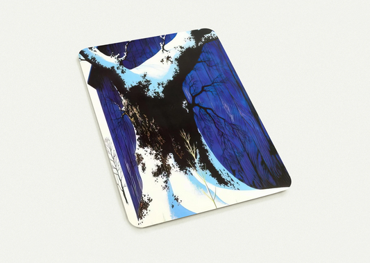 Blue Barn and Snow By Eyvind Earle Pack of 10 Post Cards | Eyvind Earle Post Cards | A6 (10.5 x 14.8 cm) - 4.1 x 5.8 inches