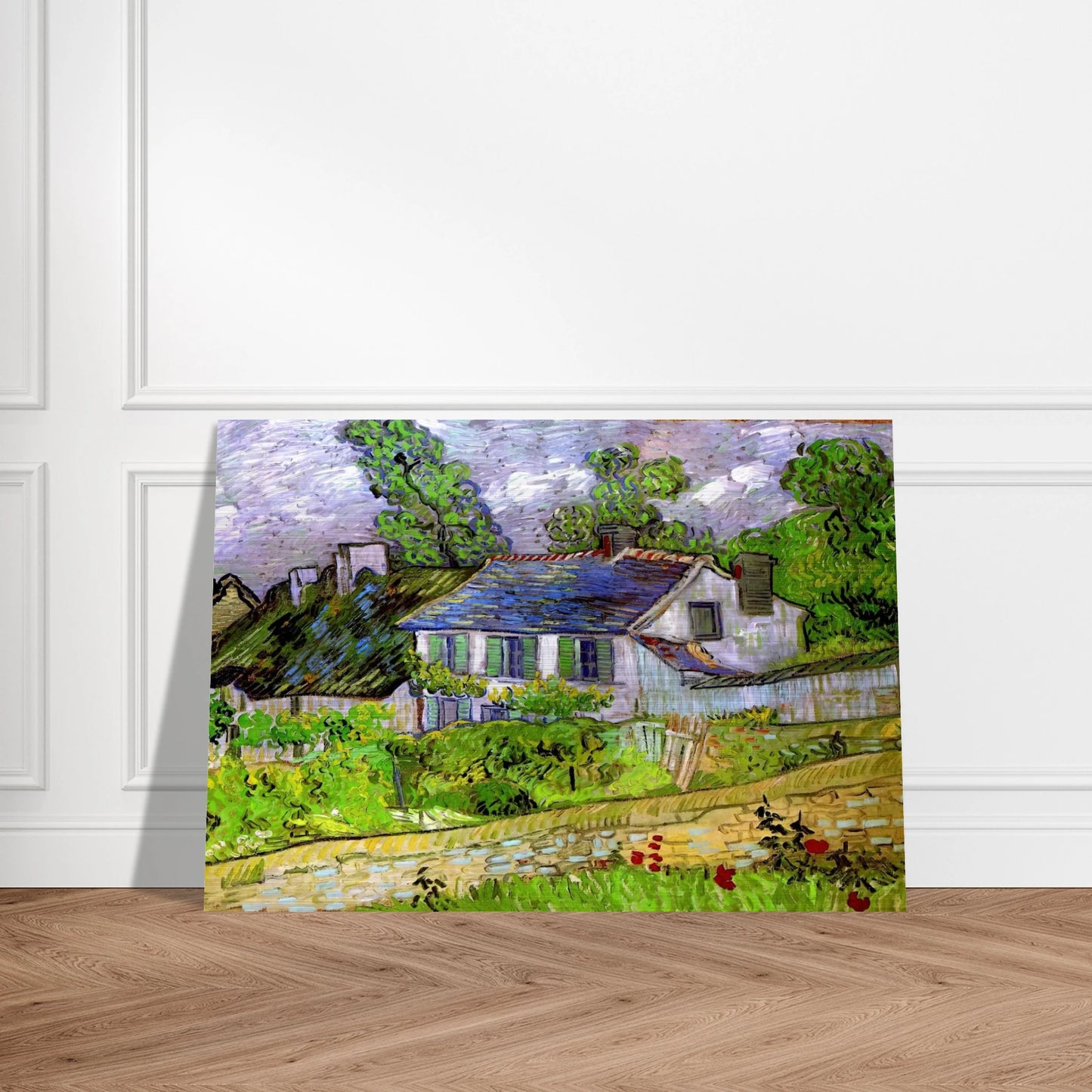 Houses in Auvers - Vincent van Gogh Brushed Aluminum Print - 70x100 cm / 28x40 inches | Vincent van Gogh Aluminum Print | Vincent van Gogh Prints
