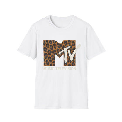 Vintage MTV Cheetah Print Graphic T-Shirt Retro Music Television 80s 90s Throwback Band Tee Unisex Animal Print Rock Shirt