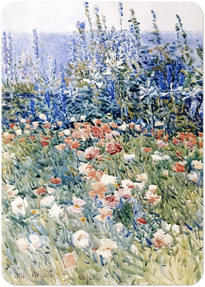 Flower Garden, Isles of Shoals By Childe Hassam Pack of 10 Post Cards | Childe Hassam Post Cards | A6 (10.5 x 14.8 cm) - 4.1 x 5.8 inches