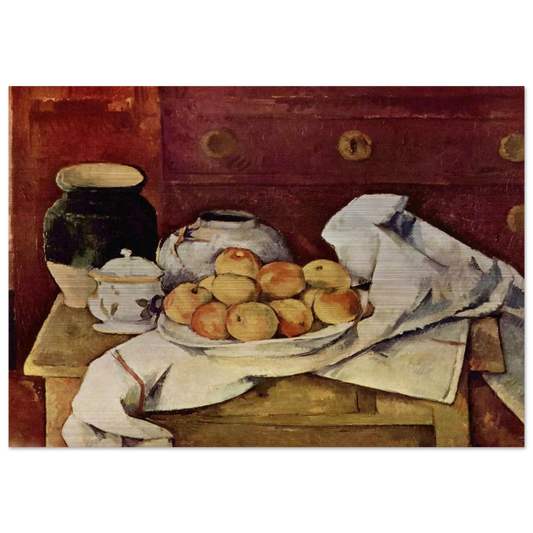 Still Life with a Chest of Drawers - Paul Cézanne Brushed Aluminum Print - 70x100 cm / 28x40 inches | Paul Cézanne Aluminum Print | Paul Cézanne Prints