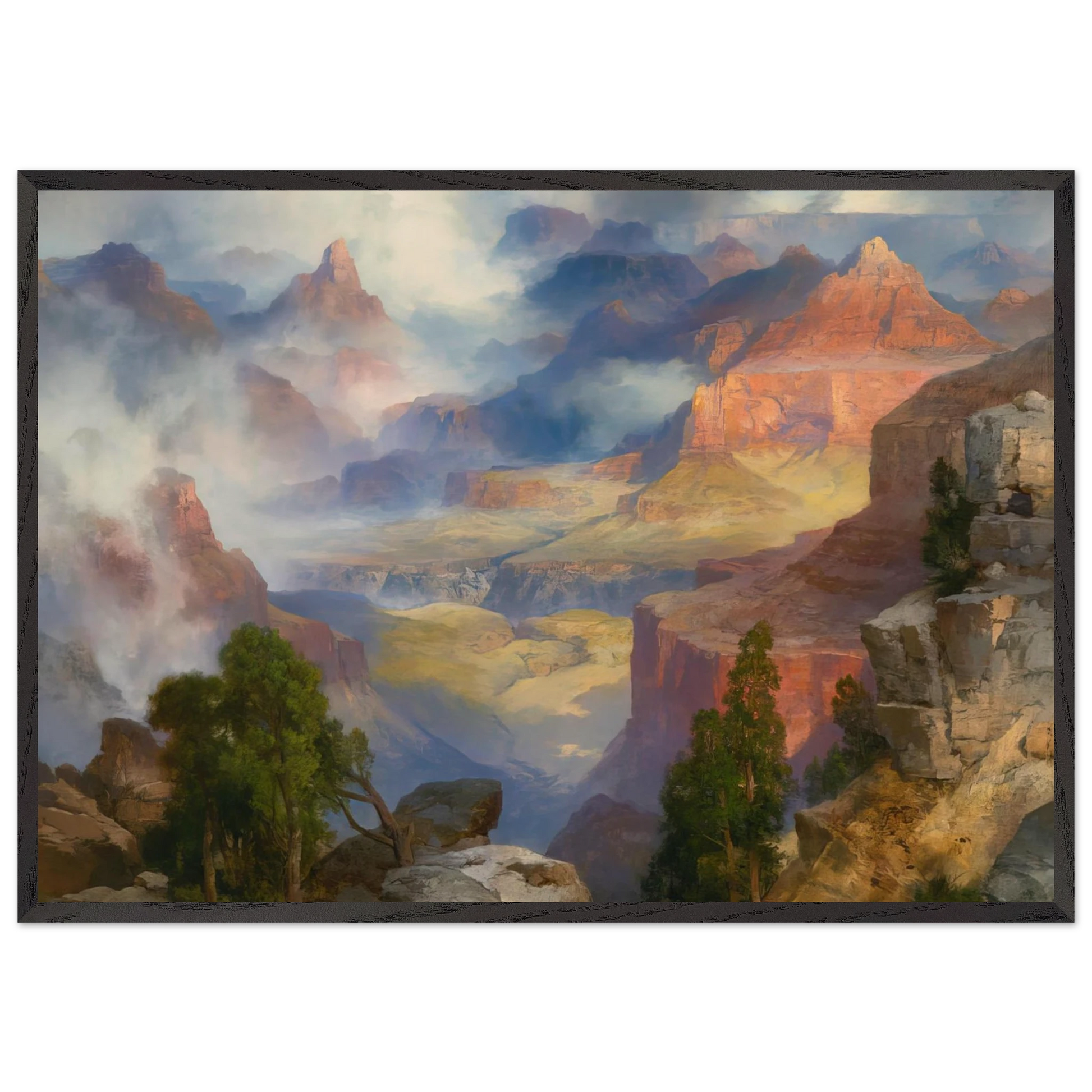 Grand Canyon in Mist - Thomas Moran Framed Art Print – Black Wooden Frame - Default Title - -Framed Art Print