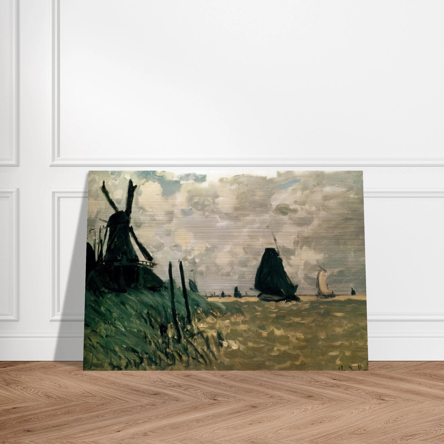 A Windmill near Zaandam - claude monet Brushed Aluminum Print - 70x100 cm / 28x40 inches | claude monet Aluminum Print | claude monet Prints