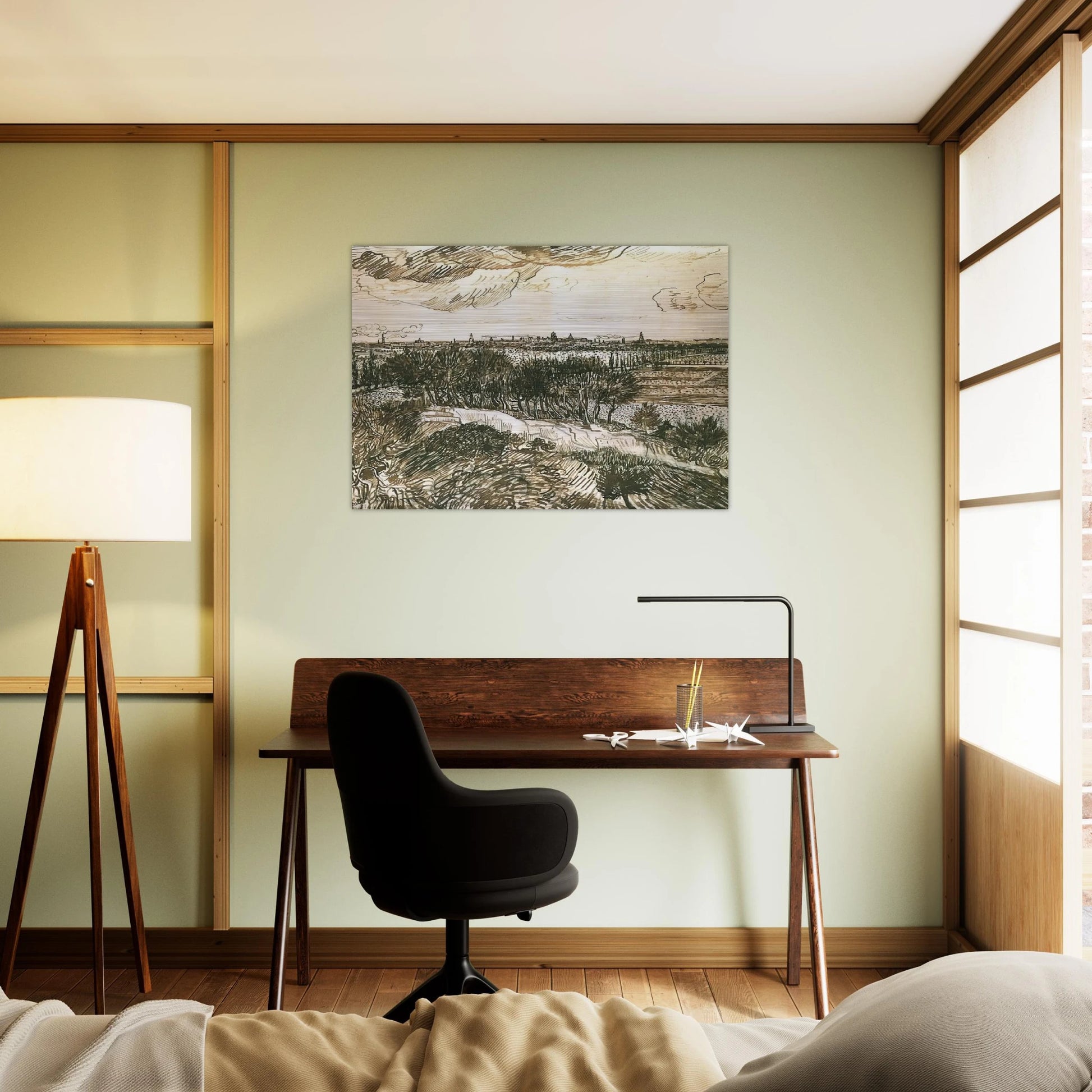 View of Arles from a Hill - Vincent van Gogh Brushed Aluminum Print - 70x100 cm / 28x40 inches | Vincent van Gogh Aluminum Print | Vincent van Gogh Prints