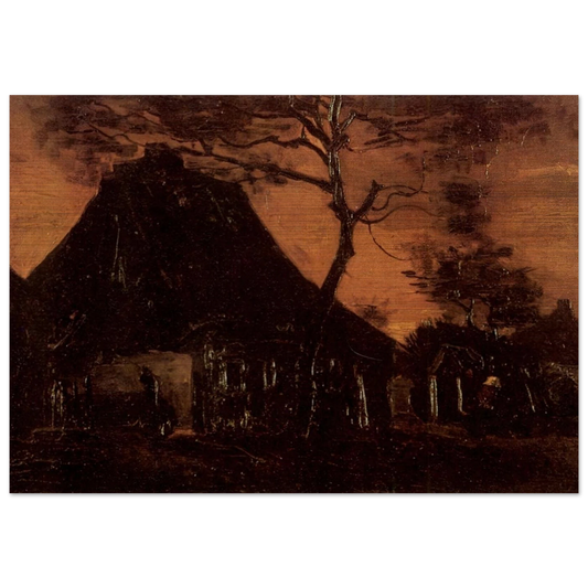Cottage with Trees - Vincent van Gogh Brushed Aluminum Print - 70x100 cm / 28x40 inches | Vincent van Gogh Aluminum Print | Vincent van Gogh Prints