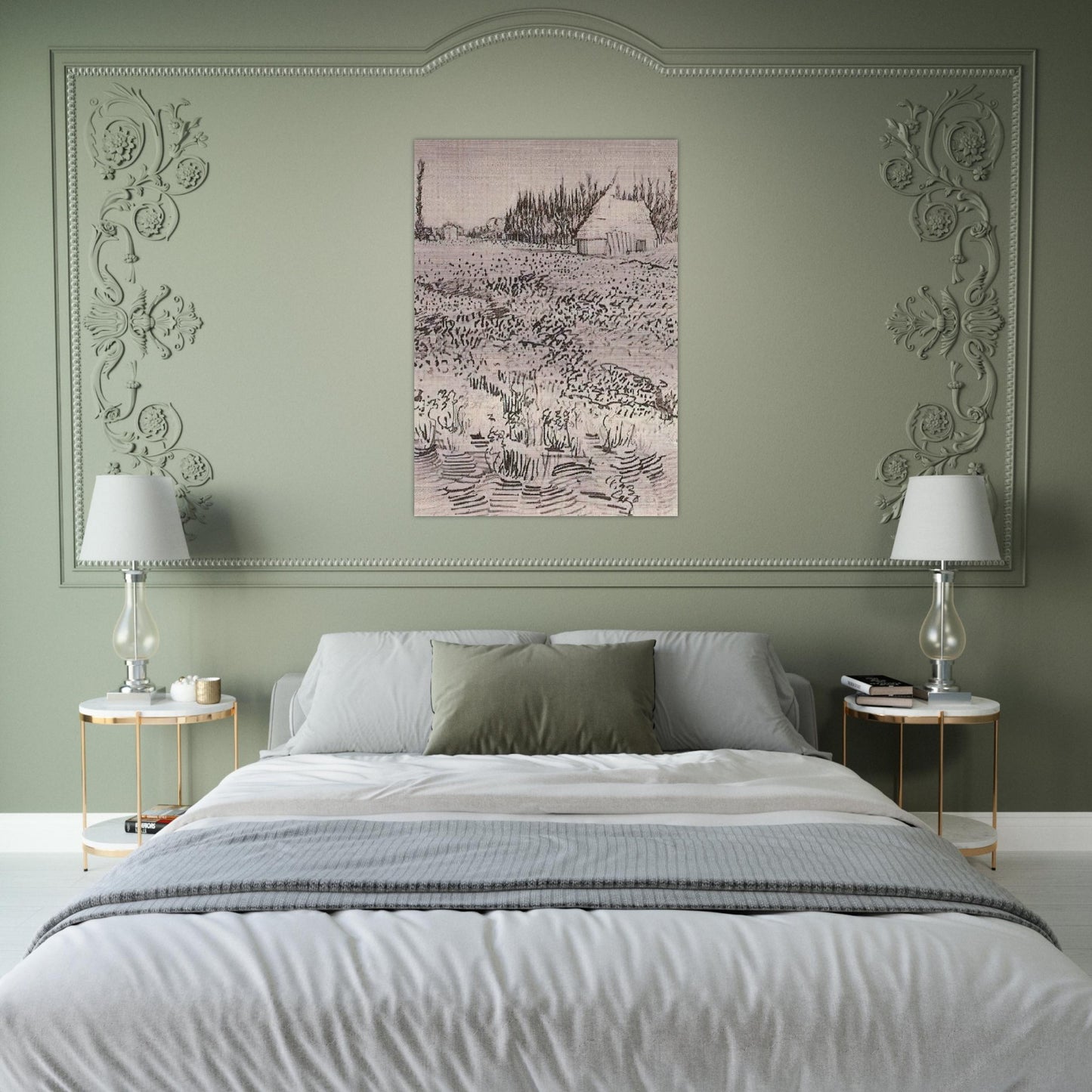 Landscape with Hut in the Camargue - Vincent van Gogh Brushed Aluminum Print - 70x100 cm / 28x40 inches | Vincent van Gogh Aluminum Print | Vincent van Gogh Prints