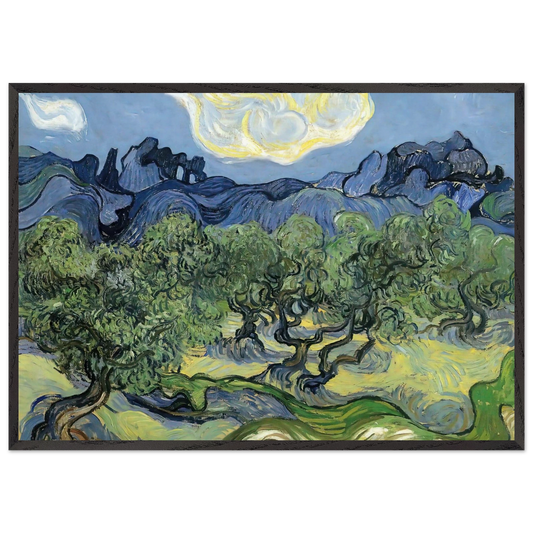 The Alpilles with Olive Trees in the Foreground - Vincent van Gogh Framed Art Print – Black Wooden Frame - Default Title - -Framed Art Print