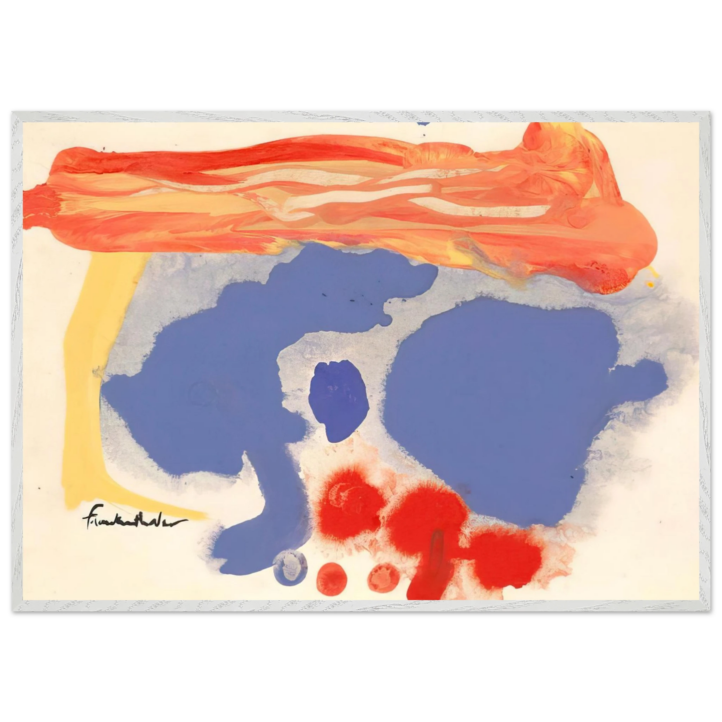Helen Frankenthaler - Summerscene, Provincetown - 1961 Wall art - 45x60 cm / 18x24 inches - Premium Wooden Framed Poster With Fine Art Paper - White frame