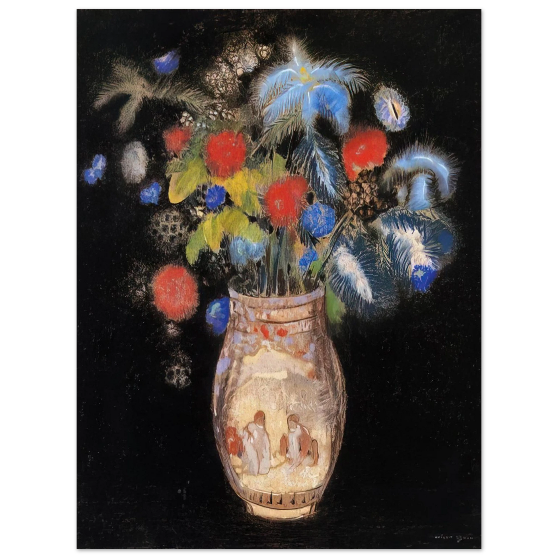 Odilon Redon - LARGE BOQUET ON A BLACK BACKGROUND Fine Art Poster - Default Title