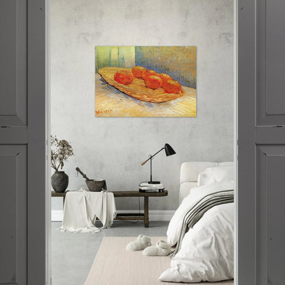 Still Life with Basket and Six Oranges - Vincent van Gogh Brushed Aluminum Print - 70x100 cm / 28x40 inches | Vincent van Gogh Aluminum Print | Vincent van Gogh Prints