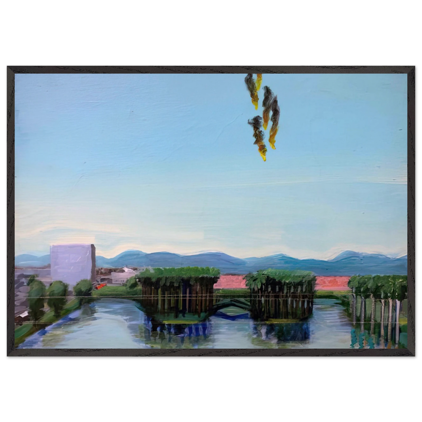 Echo Park Falling Angels - 1974 - Carlos Almaraz Framed Art Print – Black Wooden Frame - Default Title - -Framed Art Print