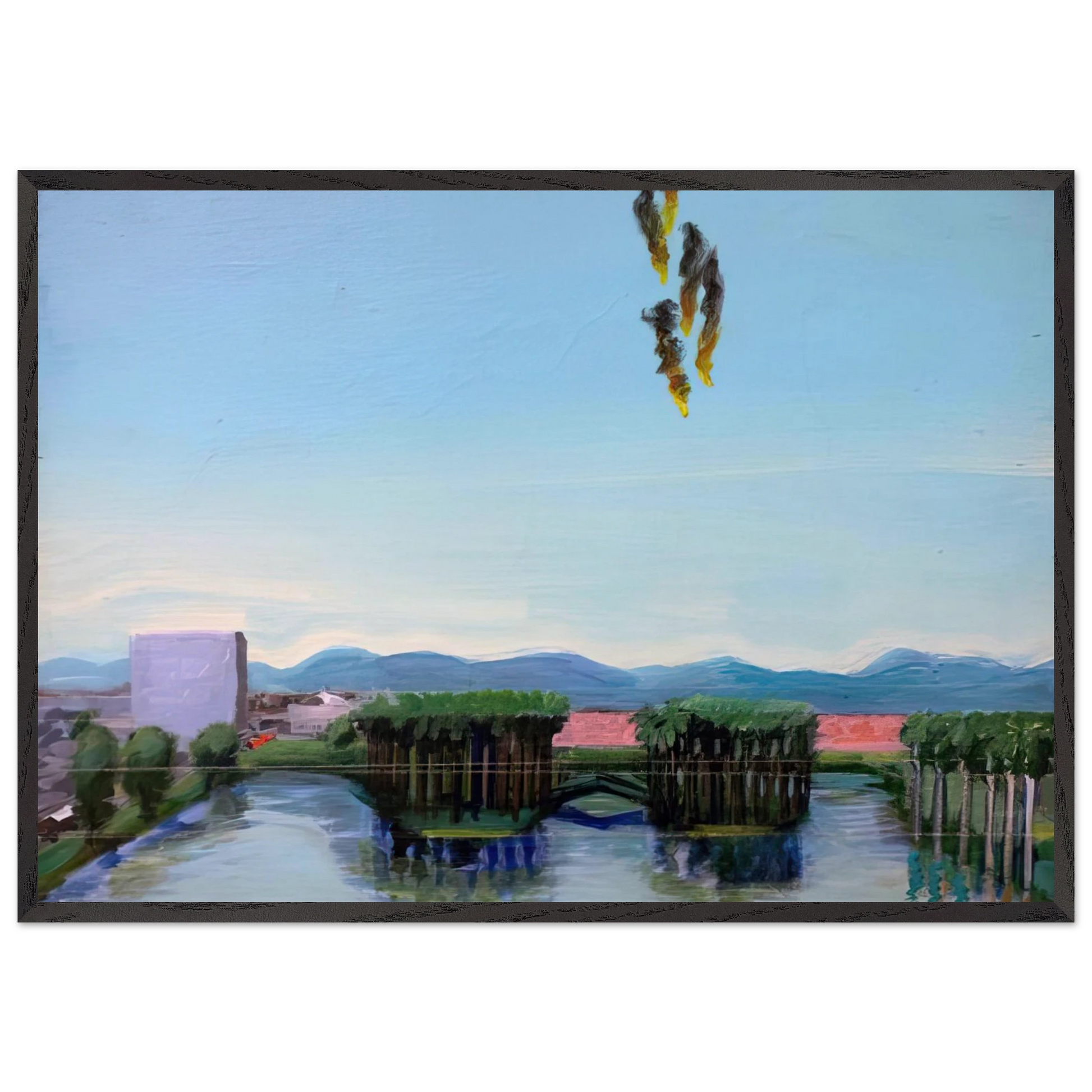 Echo Park Falling Angels - 1974 - Carlos Almaraz Framed Art Print – Black Wooden Frame - Default Title - -Framed Art Print