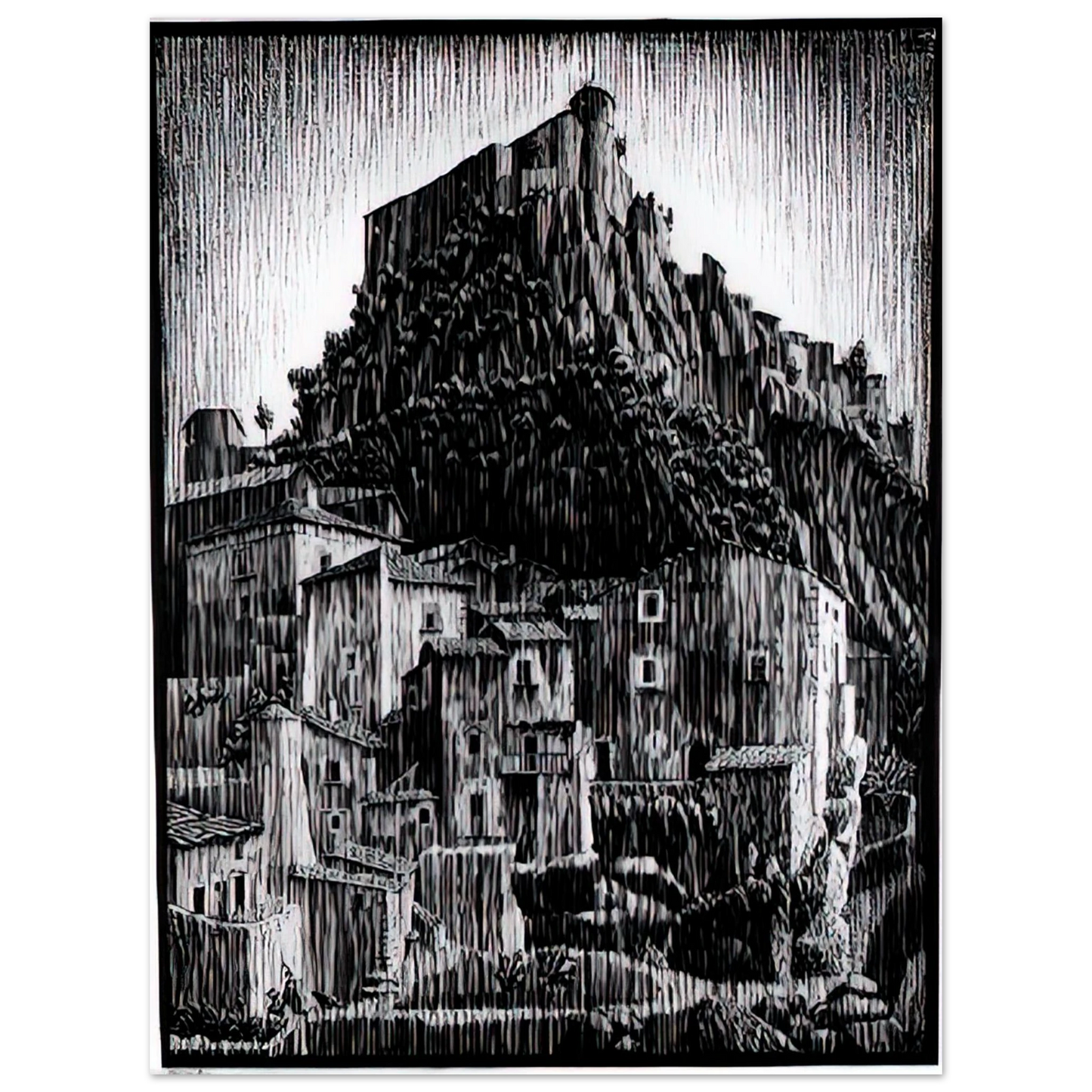 MC Escher - CERRO AL VOLTURNO ABRUZZI JANUARY 1930 1930 Wall Art - 21x29.7 cm / 8x12" - Fine Art Poster - -