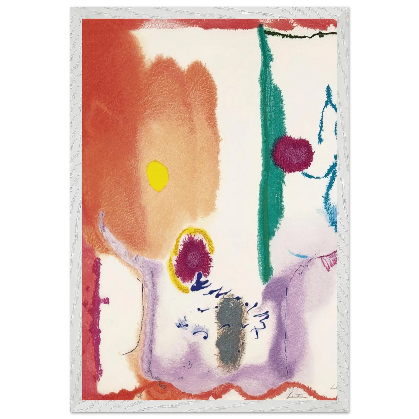 Helen Frankenthaler - Beginnings - 2002 Wall art - 60x80 cm / 24x32 inches - Premium Wooden Framed Poster With Fine Art Paper - Black frame