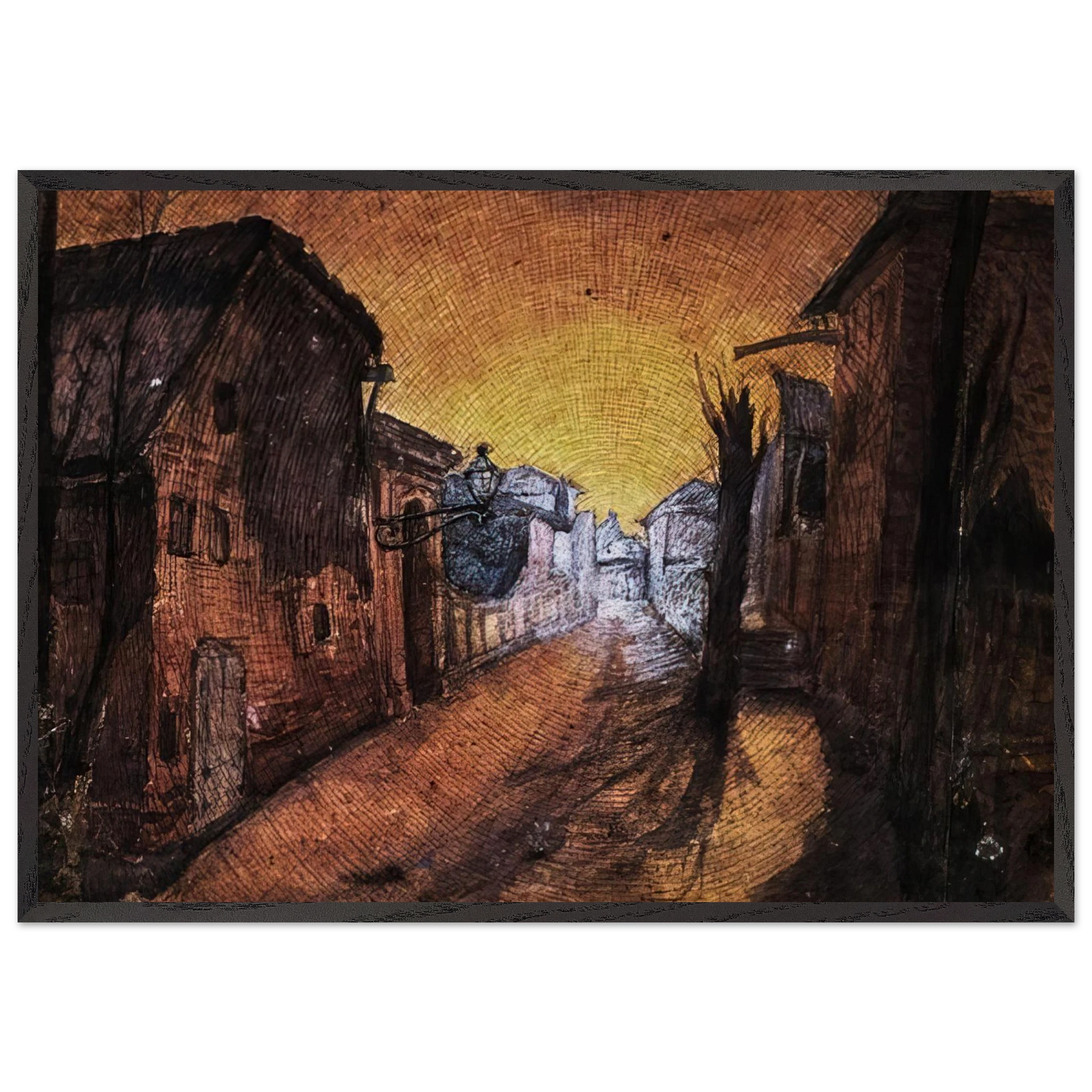 LA STRADA DI CASA 1900 - Carlo Carra Framed Art Print – Black Wooden Frame - Default Title - -Framed Art Print