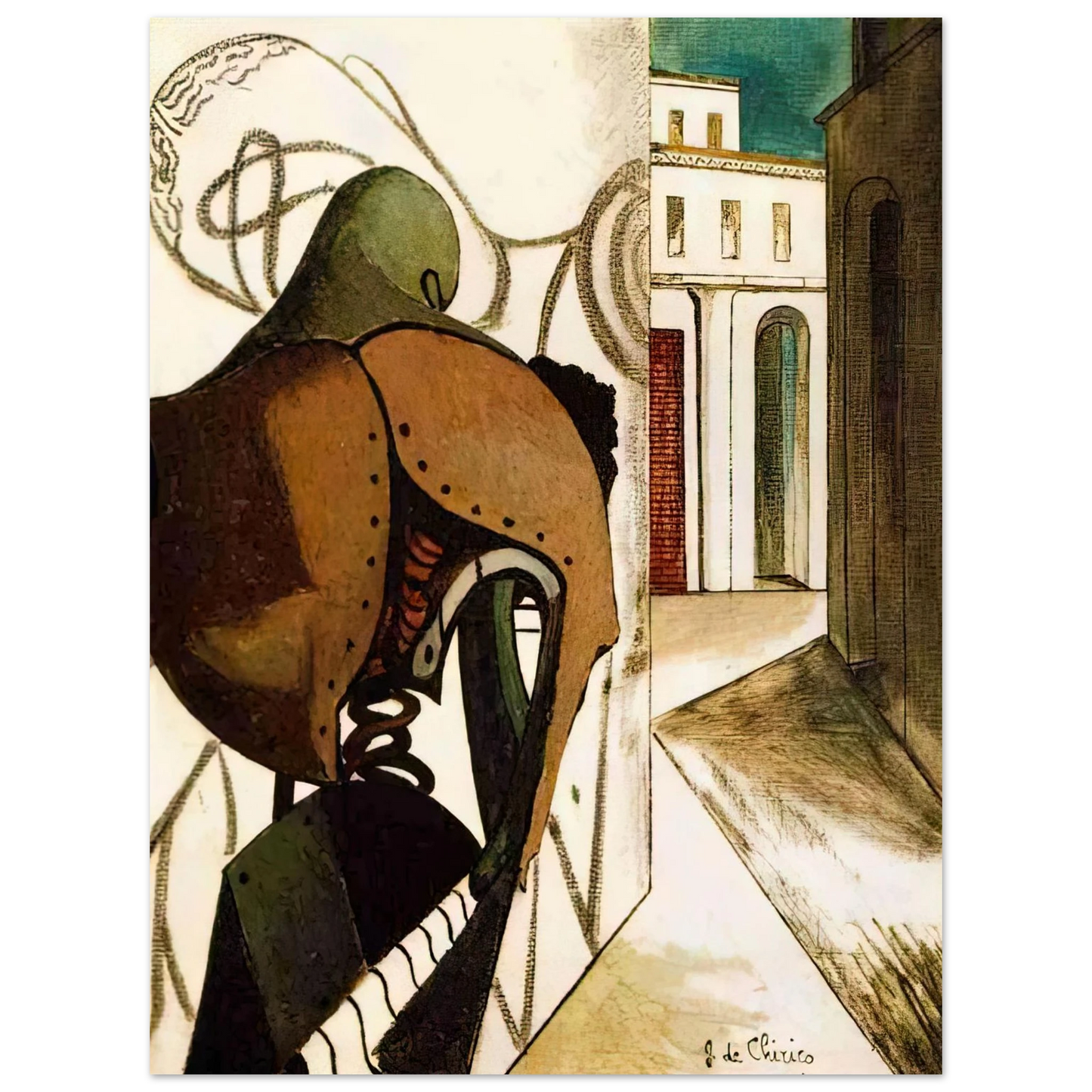 Giorgio de Chirico - THE VEXATIONS OF THE THINKER 1915 Fine Art Poster - Default Title