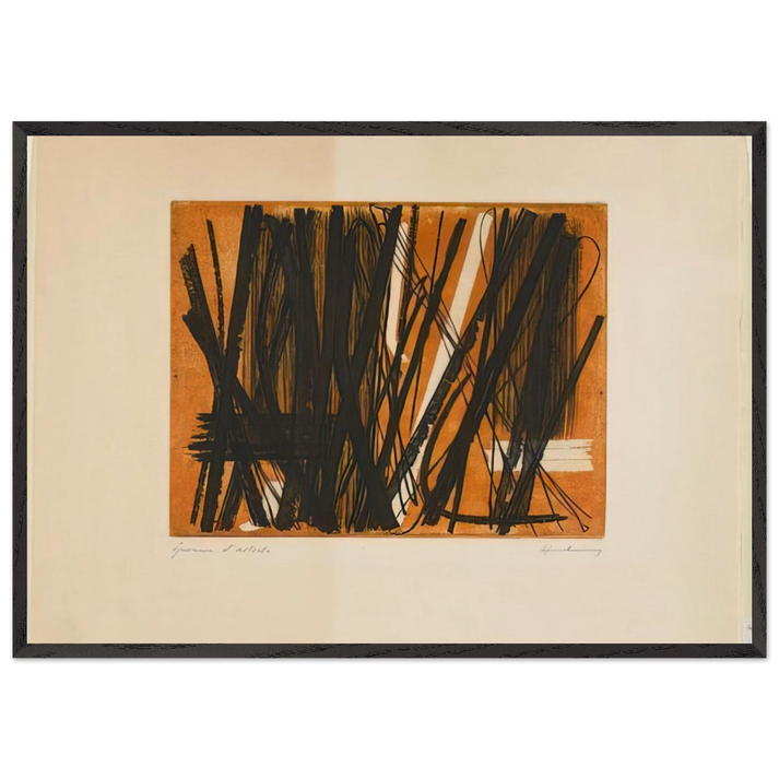 Etching 5 - 1953 - Hans Hartung 70x100 cm / 28x40 inches Framed Art Print – Black Wooden Frame