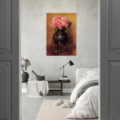 Roses in a China Vase - Pierre-Auguste Renoir Brushed Aluminum Print - 70x100 cm / 28x40 inches | Pierre-Auguste Renoir Aluminum Print | Pierre-Auguste Renoir Prints