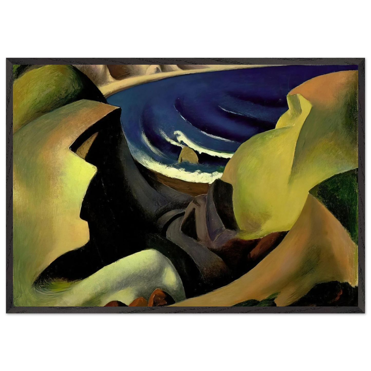THE CLIFFS 1921 - Thomas Hart Benton Framed Art Print – Black Wooden Frame - Default Title - -Framed Art Print