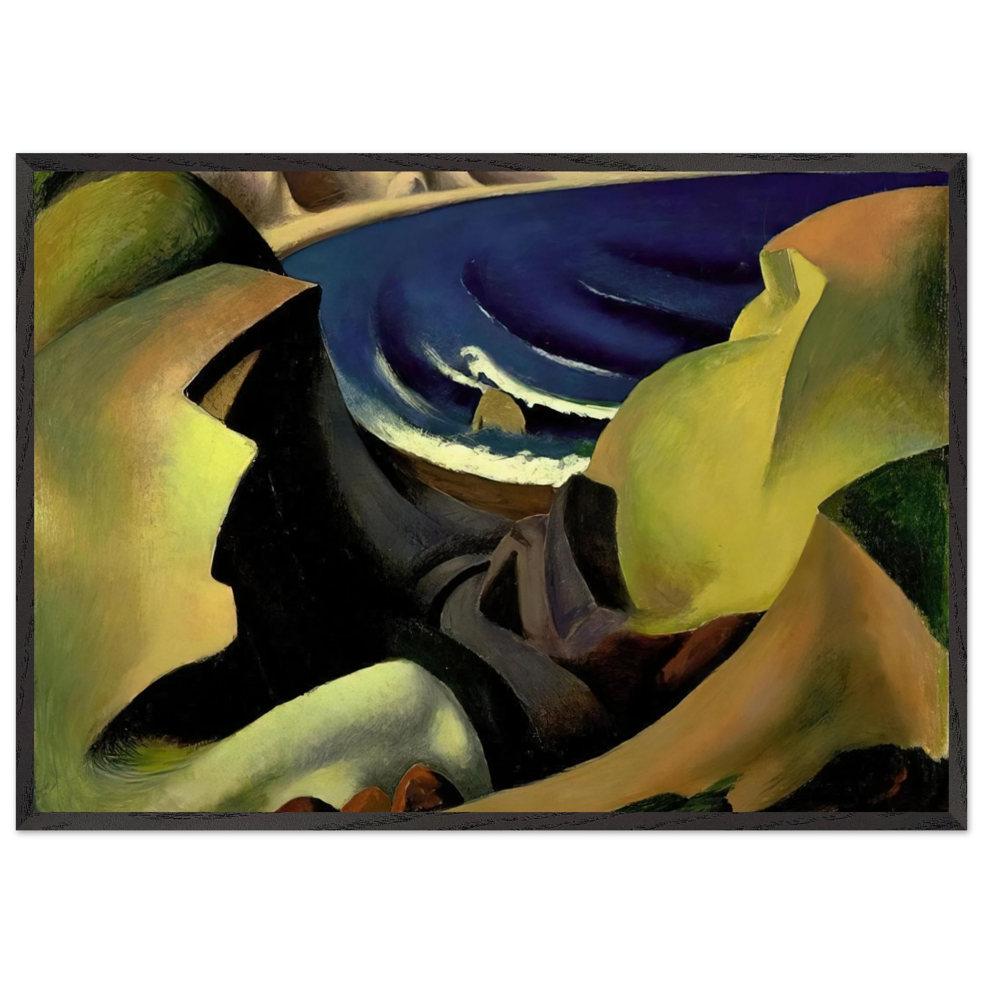 THE CLIFFS 1921 - Thomas Hart Benton Framed Art Print – Black Wooden Frame - Default Title - -Framed Art Print