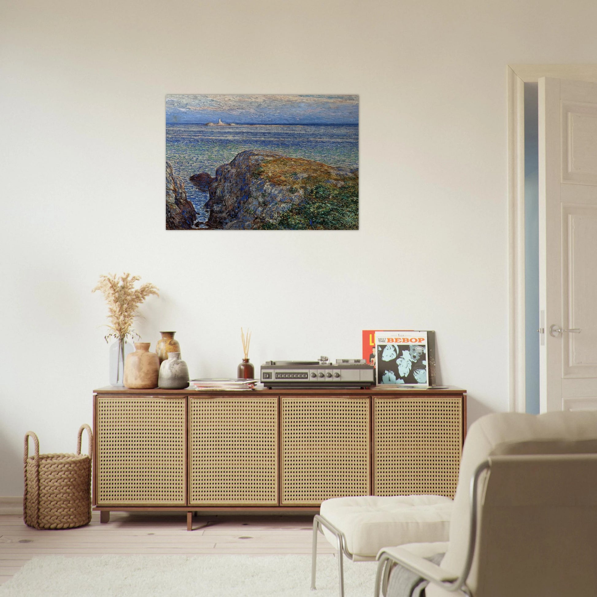 White island light isles of shoals at sundown - Childe Hassam Brushed Aluminum Print - 70x100 cm / 28x40 inches | Childe Hassam Aluminum Print | Childe Hassam Prints