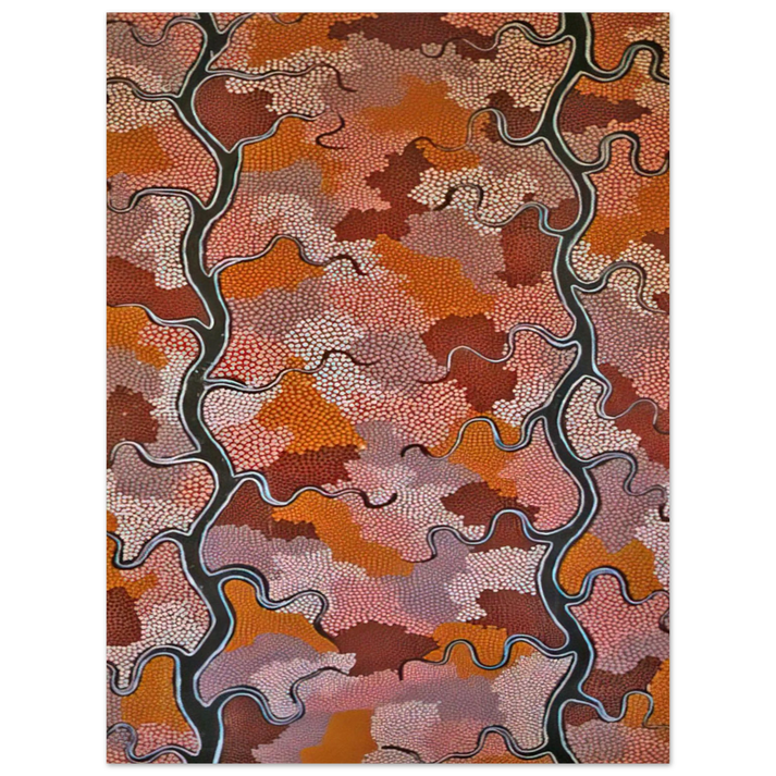 Clifford Possum Tjapaltjarri - Lightning Dreaming - 1989  75x100 cm / 30x40inches Fine Art Poster