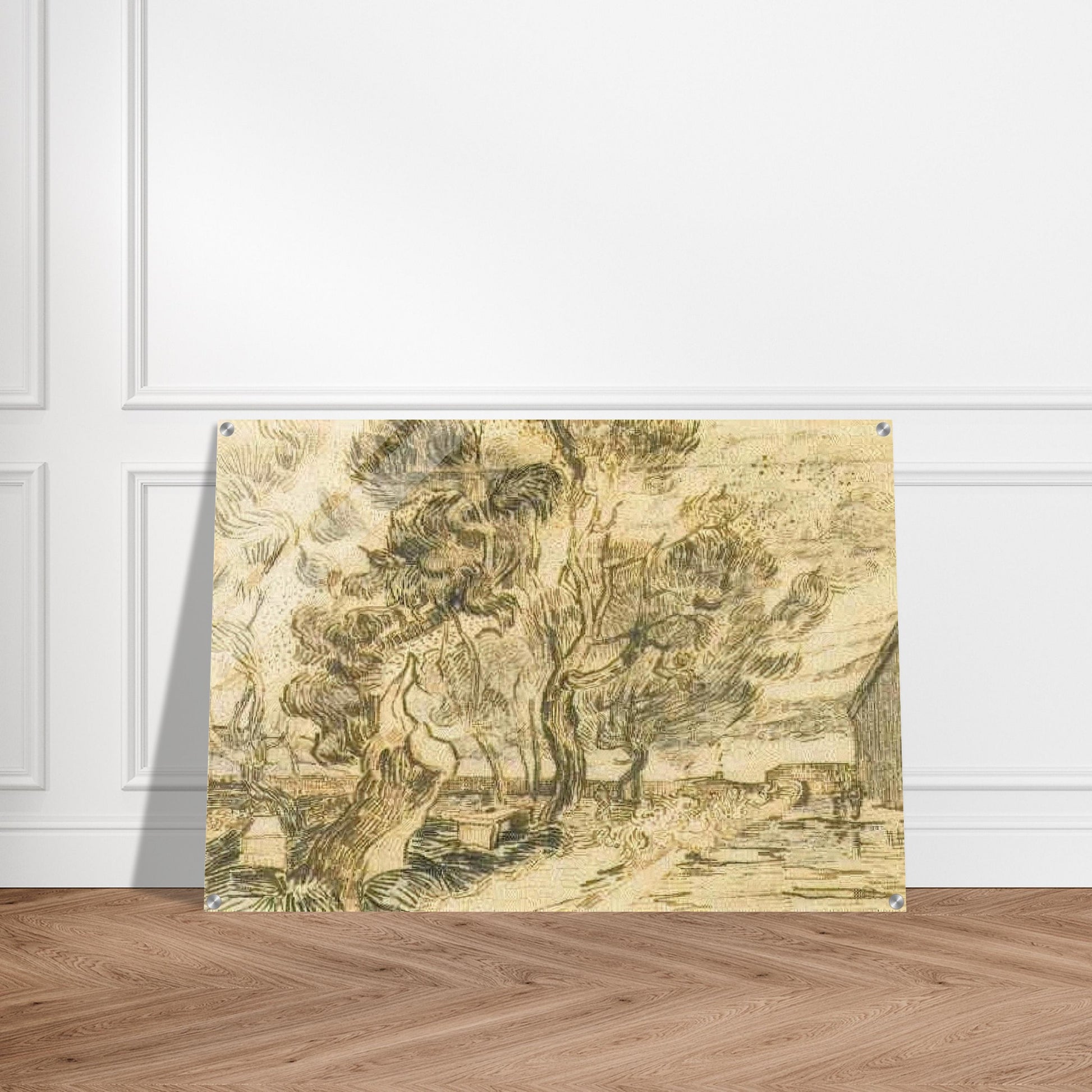 A Corner of the Asylum and the Garden with a Heavy, sawn-off Tree - Vincent van Gogh Acrylic Print - 70x100 cm / 28x40″ inches | Vincent van Gogh Wall Art | Vincent van Gogh Prints
