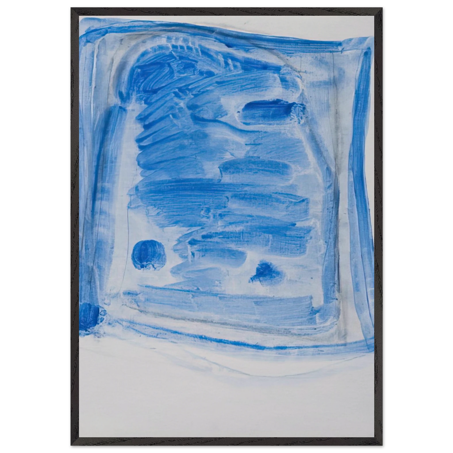 Sketchy Cobaltic Blue Flag - 2009 N2 - Raoul De Keyser Framed Art Print – Black Wooden Frame - Default Title - -Framed Art Print