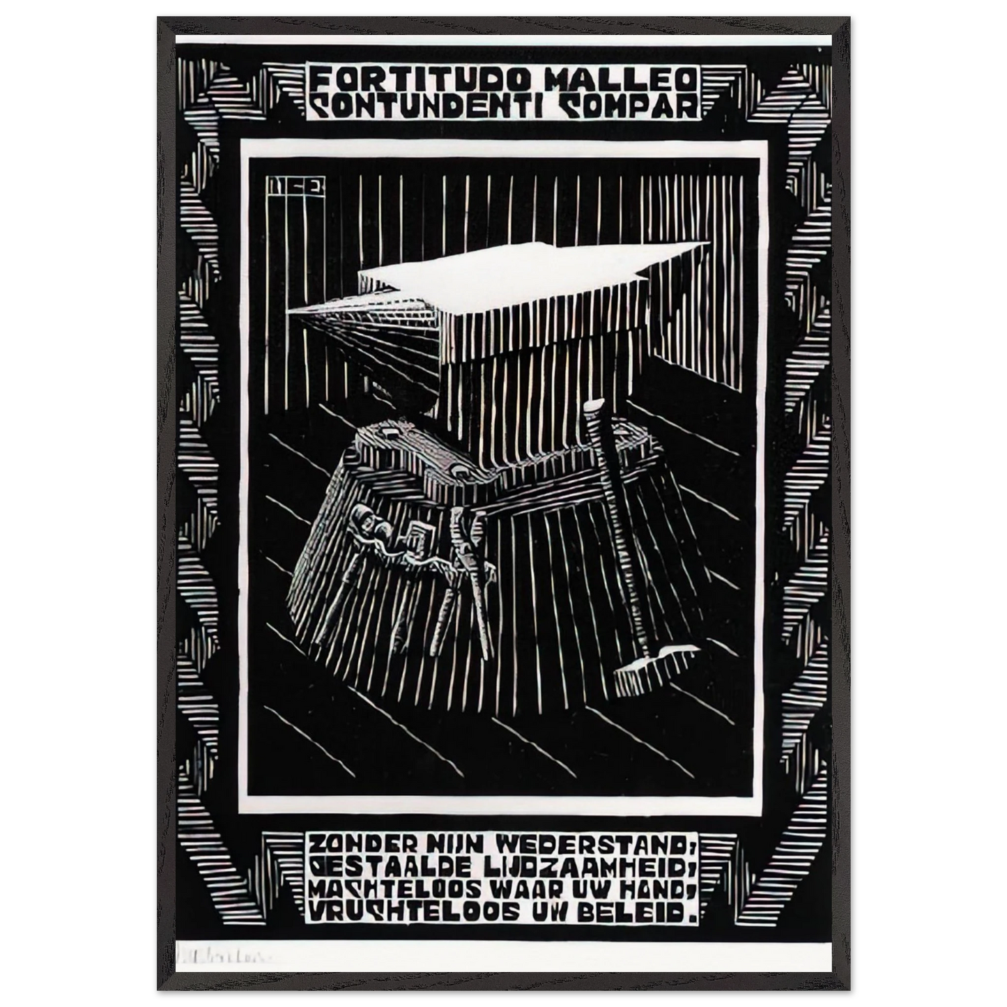 EMBLEMATA ANVIL - MC Escher Framed Art Print – Black Wooden Frame - Default Title - -Framed Art Print