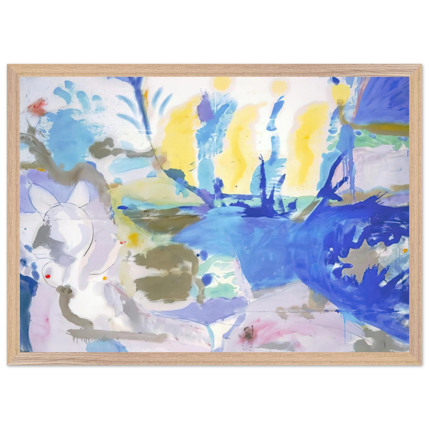 Helen Frankenthaler - Basque Beach - 1958 Wall art - 30x45 cm / 12x18 inches - Premium Wooden Framed Poster With Fine Art Paper - Black frame