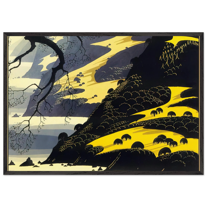 Coastal Fog - Eyvind Earle 70x100 cm / 28x40 inches Framed Art Print – Black Wooden Frame