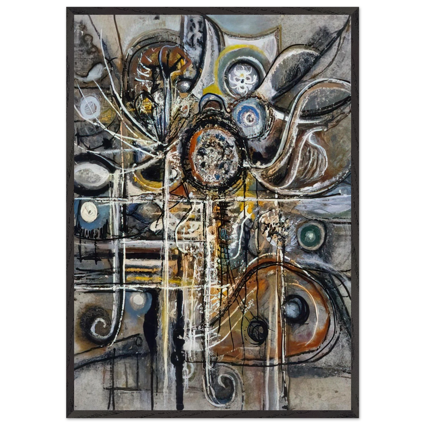 The Center - 1943 - Richard Pousette-Dart Framed Art Print – Black Wooden Frame - Default Title - -Framed Art Print