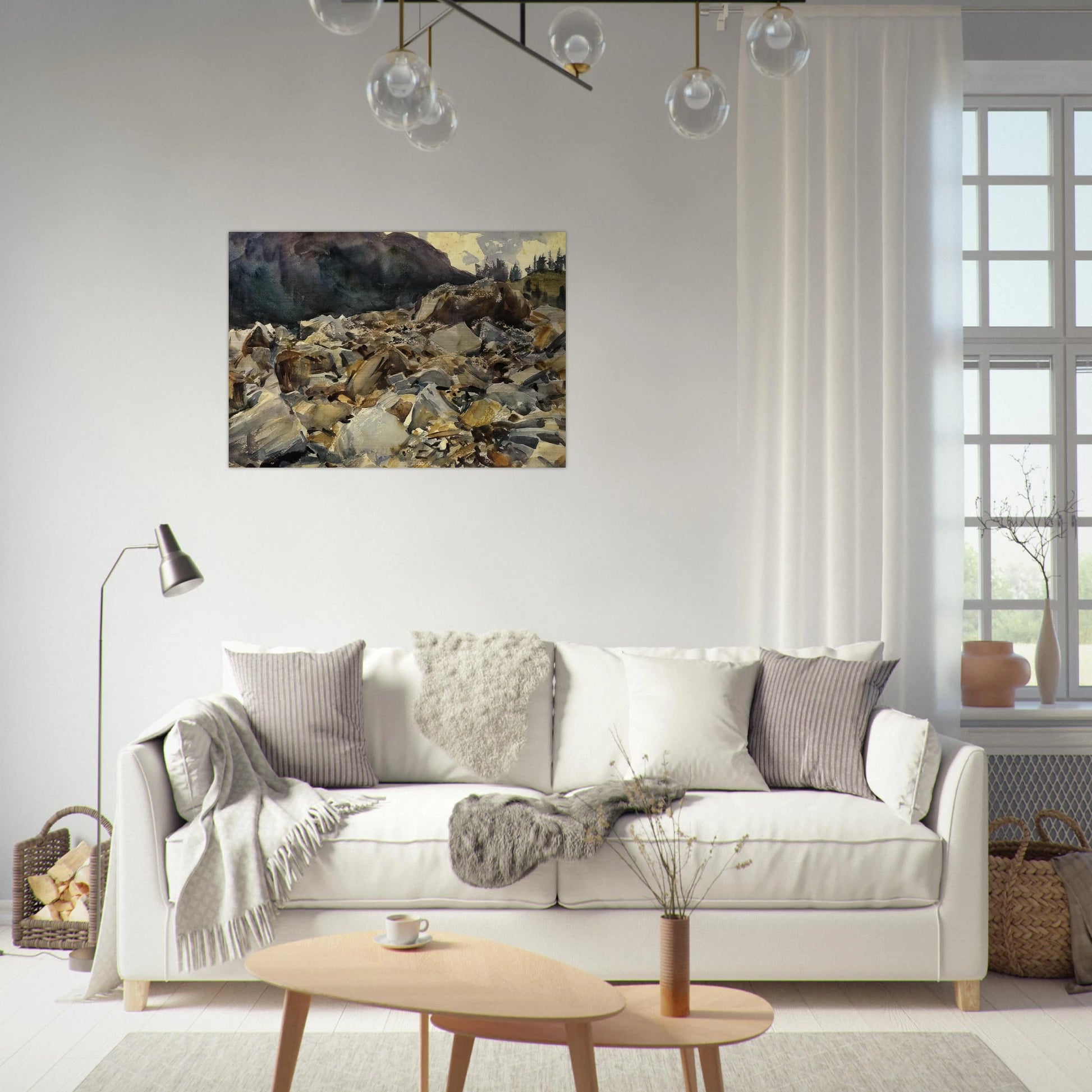 Purtud, Alpine Scene and Boulders - John Singer Sargent Brushed Aluminum Print - 70x100 cm / 28x40 inches | John Singer Sargent Aluminum Print | John Singer Sargent Prints