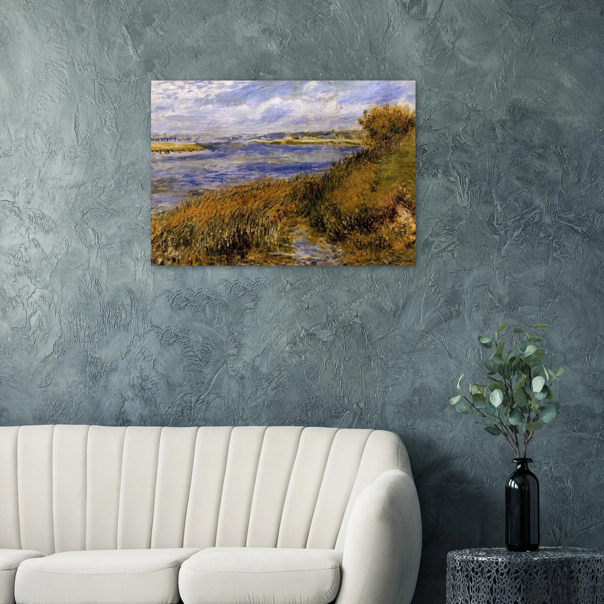 The Banks of the Seine at Champrosay - Pierre-Auguste Renoir Brushed Aluminum Print - 70x100 cm / 28x40 inches | Pierre-Auguste Renoir Aluminum Print | Pierre-Auguste Renoir Prints