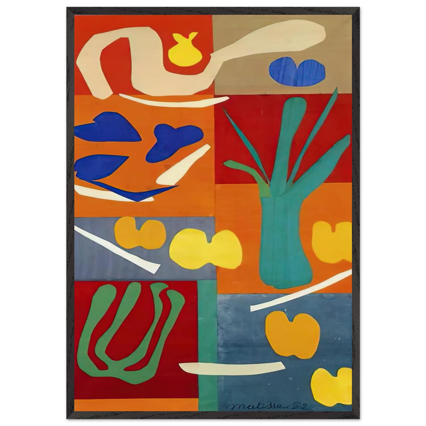 VEGETABLES 1952 - Henri Matisse Framed Art Print – Black Wooden Frame - Default Title - -Framed Art Print