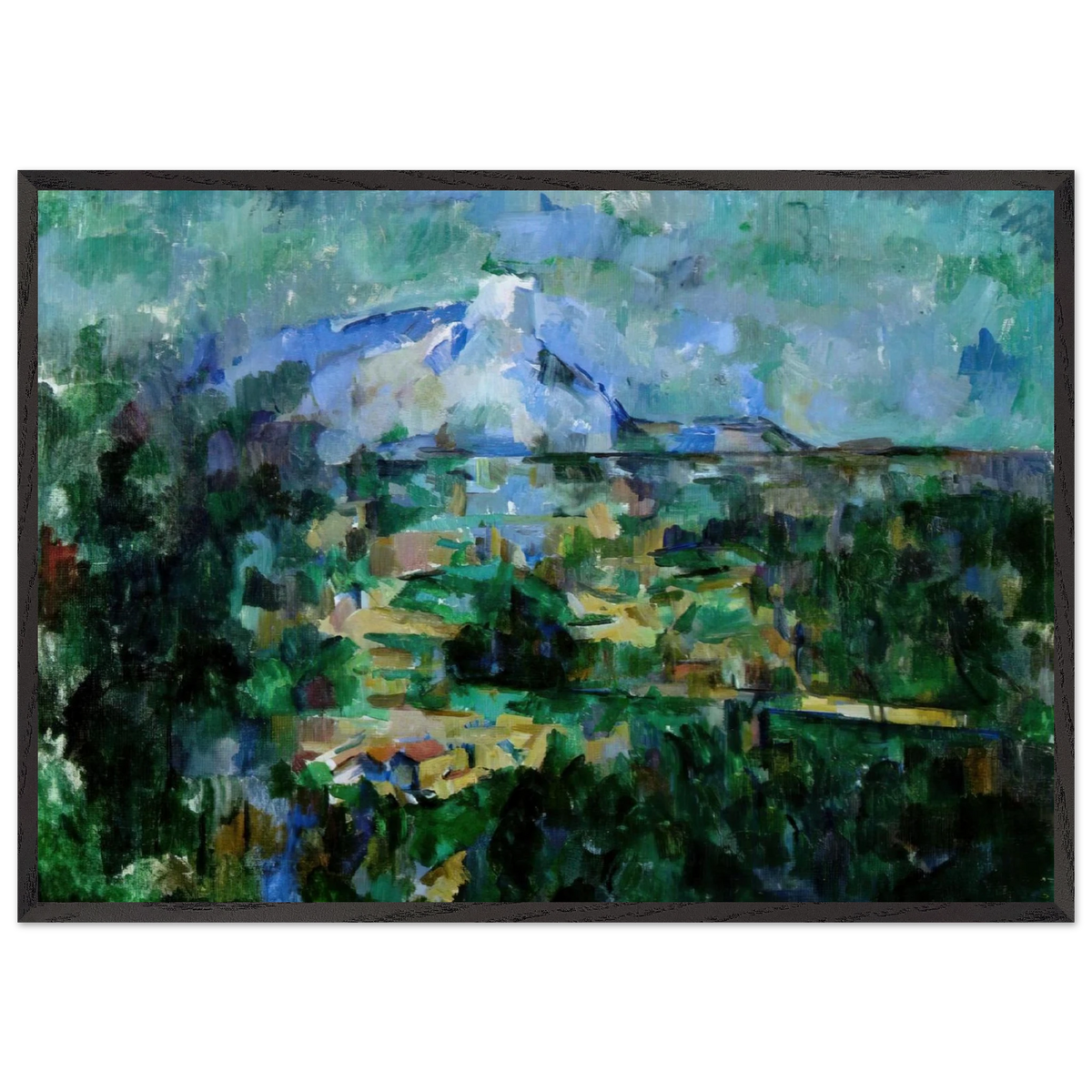 Montagne Sainte-Victoire from Lauves - Paul Cezanne 70x100 cm / 28x40 inches Framed Art Print – Black Wooden Frame