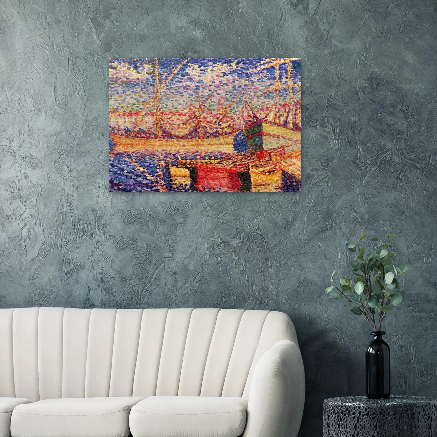Boats in the Port of St. Tropez - Henri-Edmond Cross Brushed Aluminum Print - 70x100 cm / 28x40 inches | Henri-Edmond Cross Aluminum Print | Henri-Edmond Cross Prints