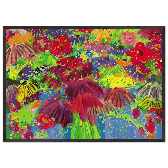 I Love Chrysanthemums - 2000 - Walasse Ting 70x100 cm / 28x40 inches Framed Art Print – Black Wooden Frame