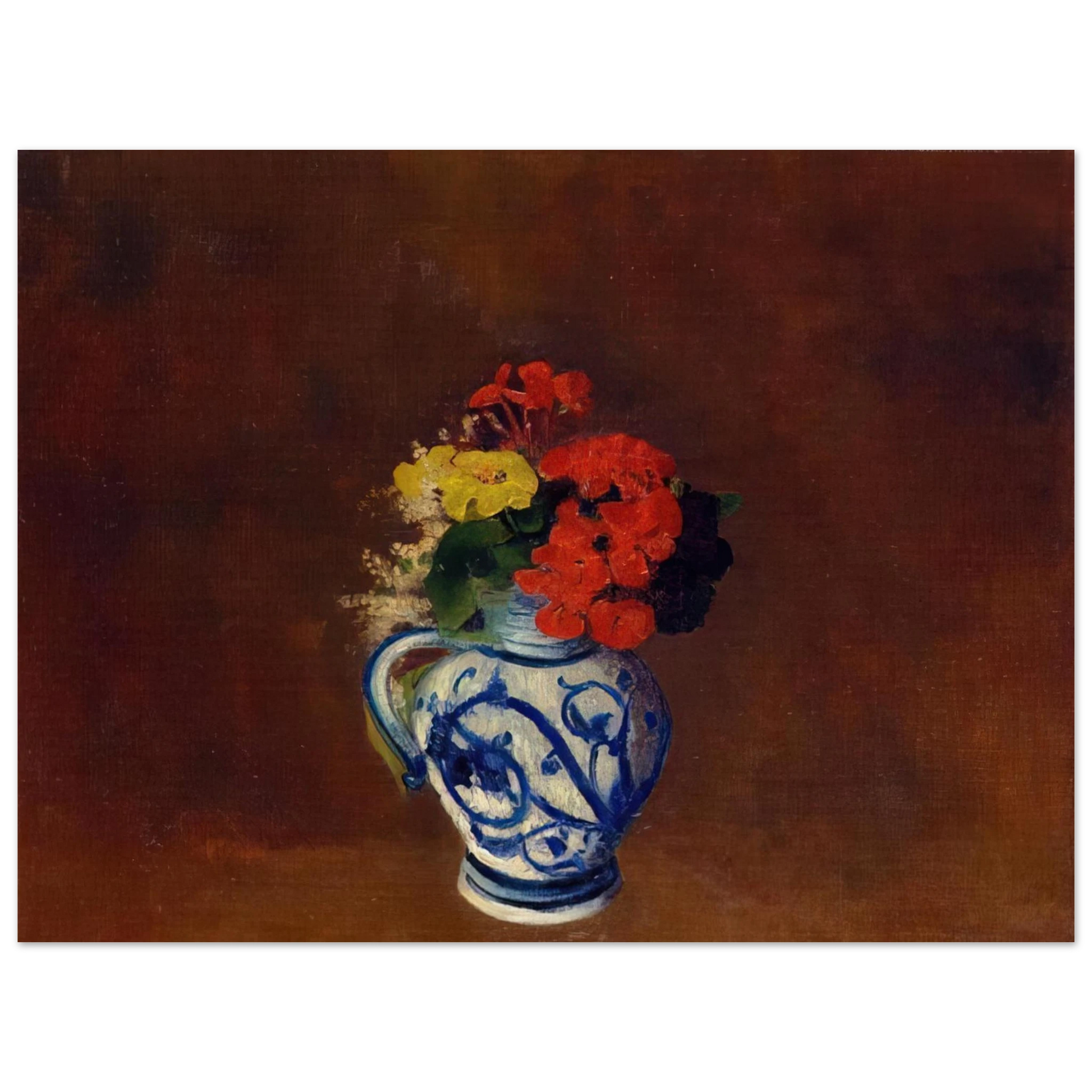Odilon Redon - GERANIUMS AND OTHER FLOWERS IN A STONEWARE VASE Fine Art Poster - Default Title
