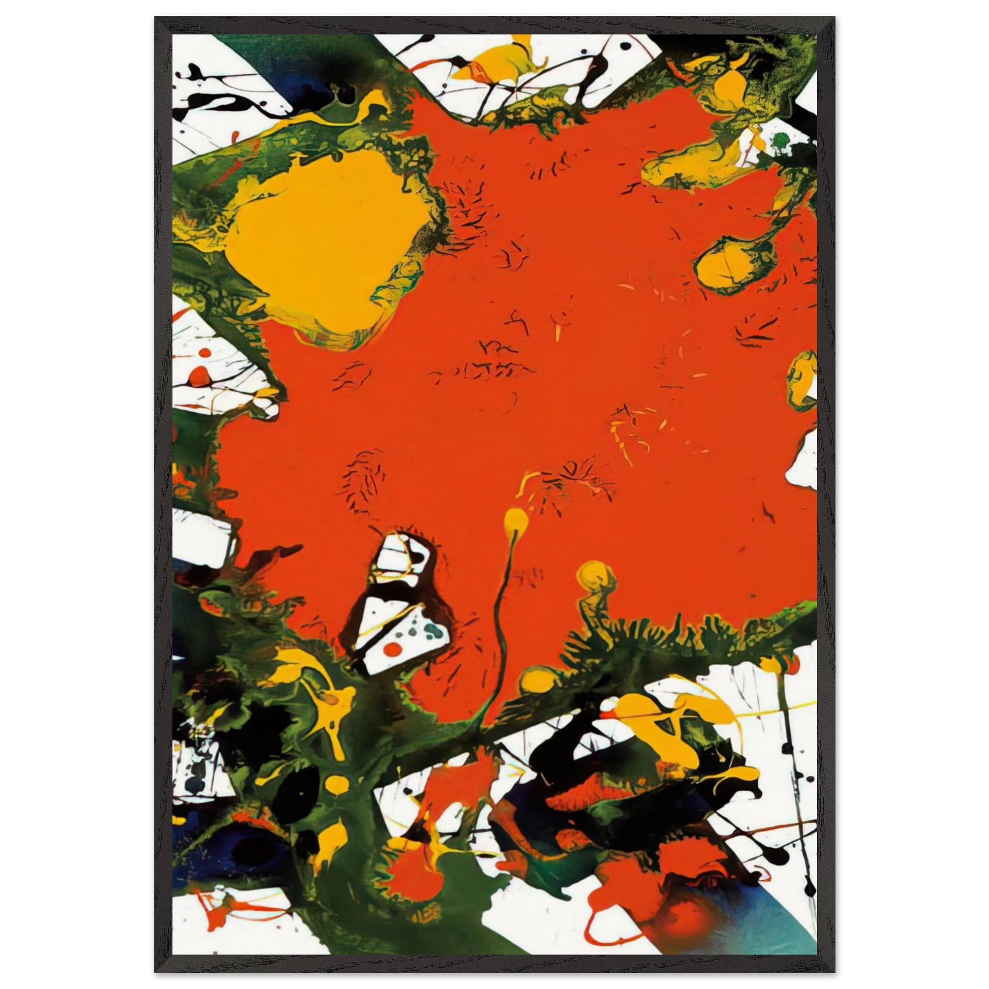 Untitled  SFP94-127  SFF 1797  - Sam Francis Framed Art Print – Black Wooden Frame - Default Title - -Framed Art Print