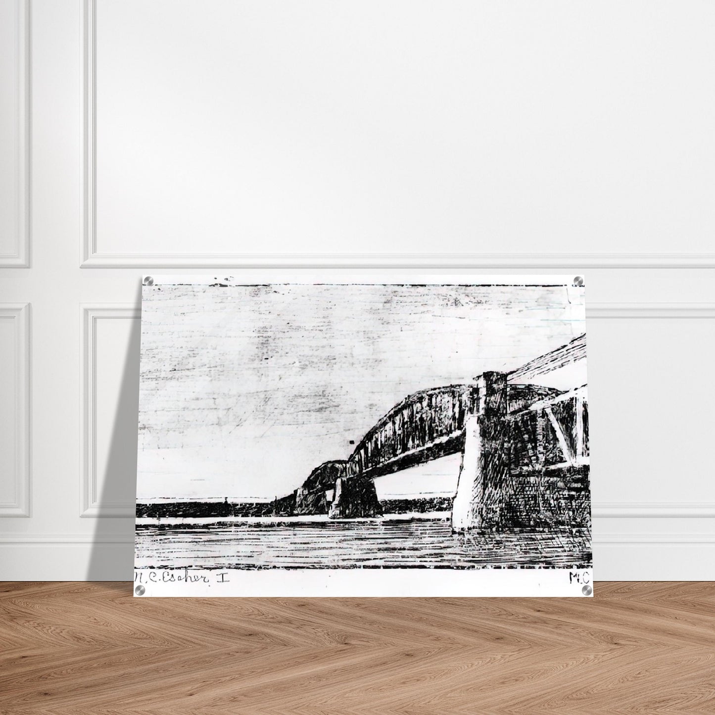 RAILWAY BRIDGE OOSTERBEEK - MC Escher Acrylic Print - 70x100 cm / 28x40″ inches | MC Escher Wall Art | MC Escher Prints