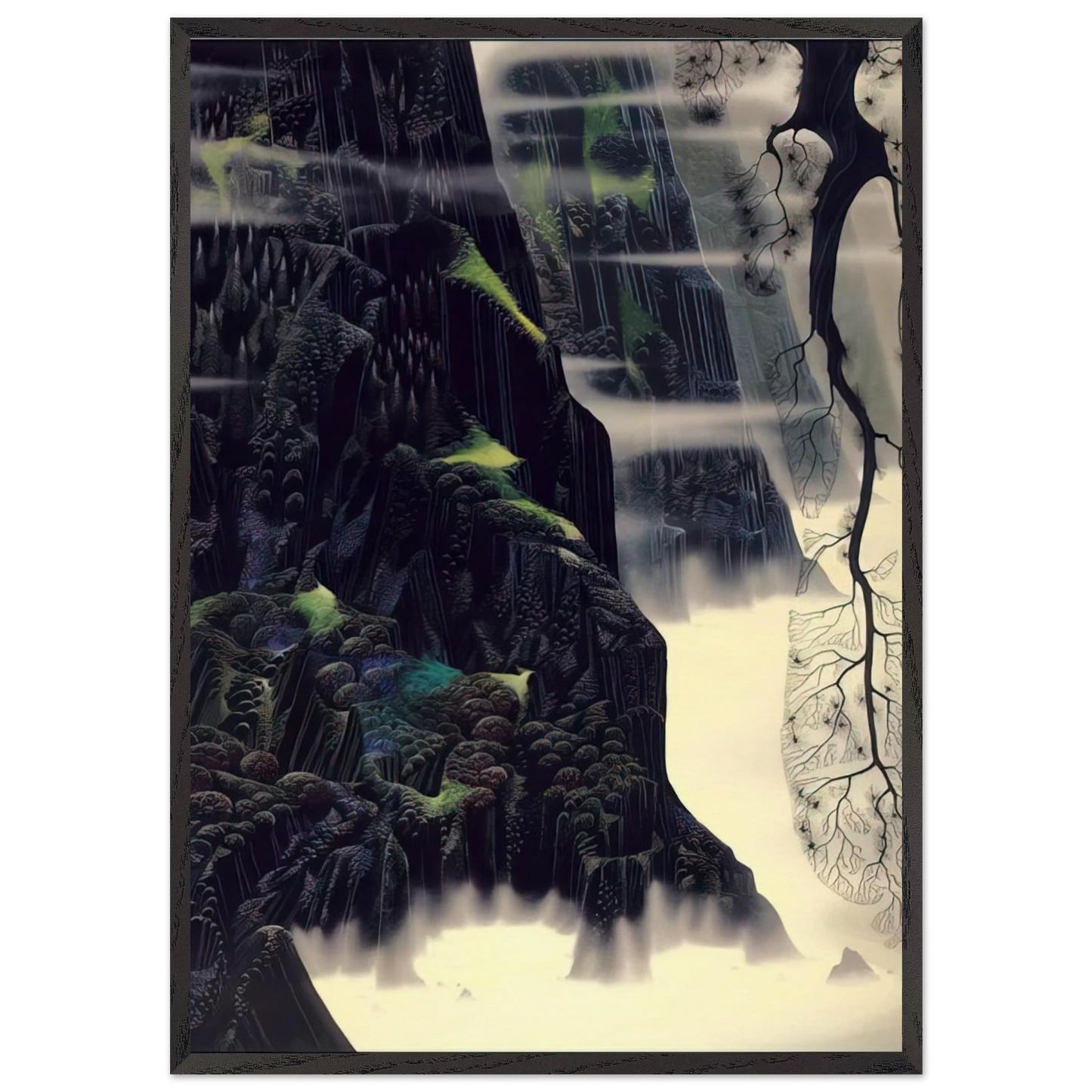 Gray Dawn - Eyvind Earle Framed Art Print – Black Wooden Frame - Default Title - -Framed Art Print