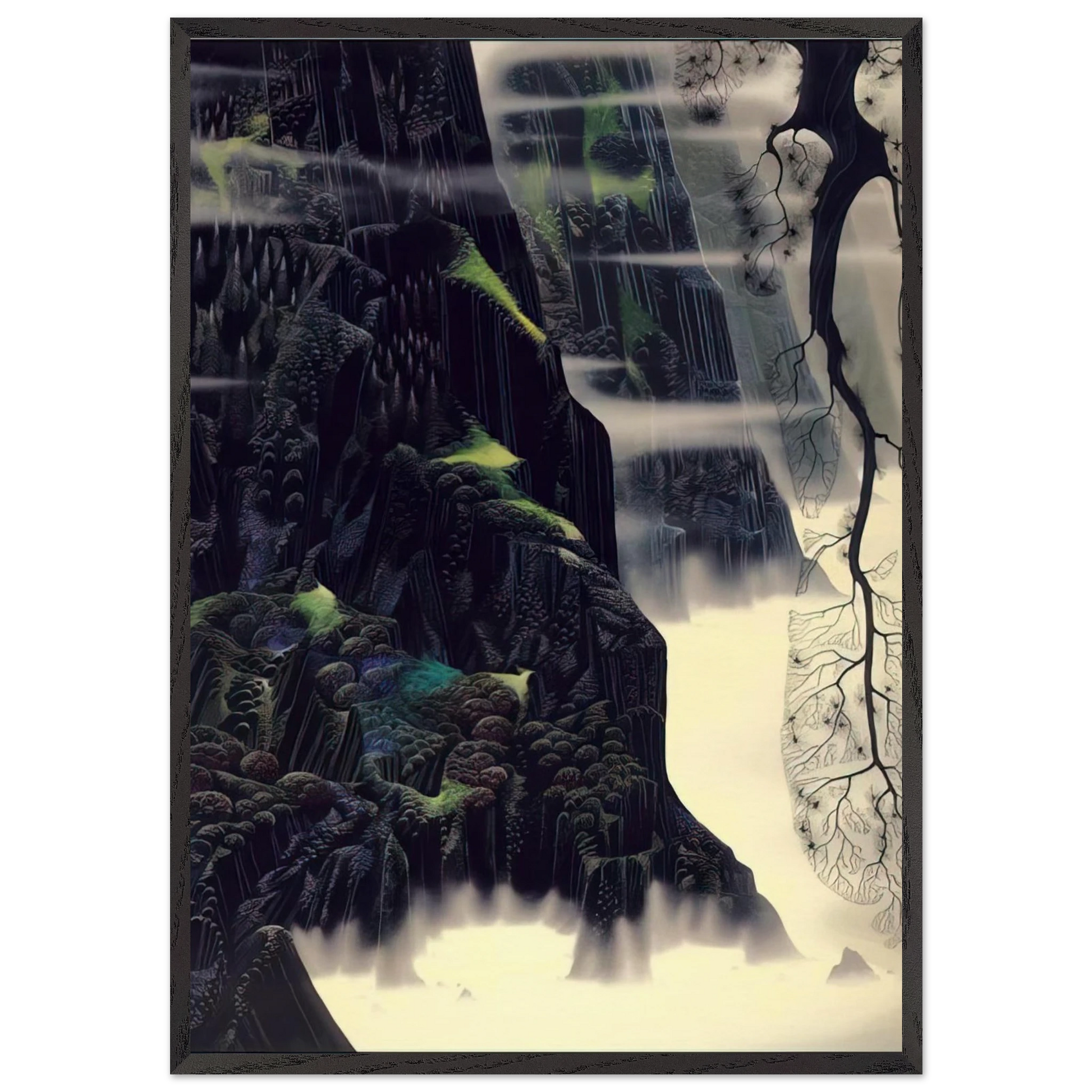 Gray Dawn - Eyvind Earle Framed Art Print – Black Wooden Frame - Default Title - -Framed Art Print
