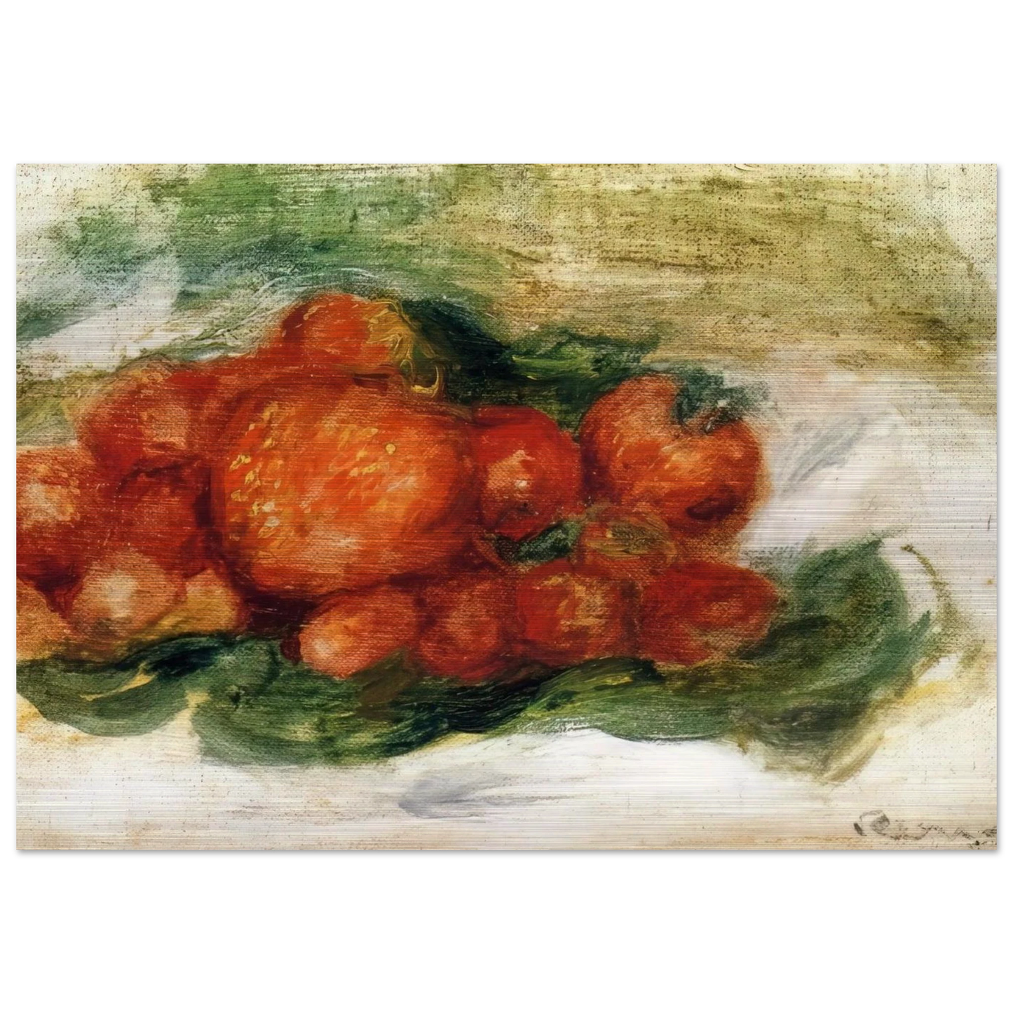 Still Life with Strawberries - Pierre-Auguste Renoir Brushed Aluminum Print - 70x100 cm / 28x40 inches | Pierre-Auguste Renoir Aluminum Print | Pierre-Auguste Renoir Prints