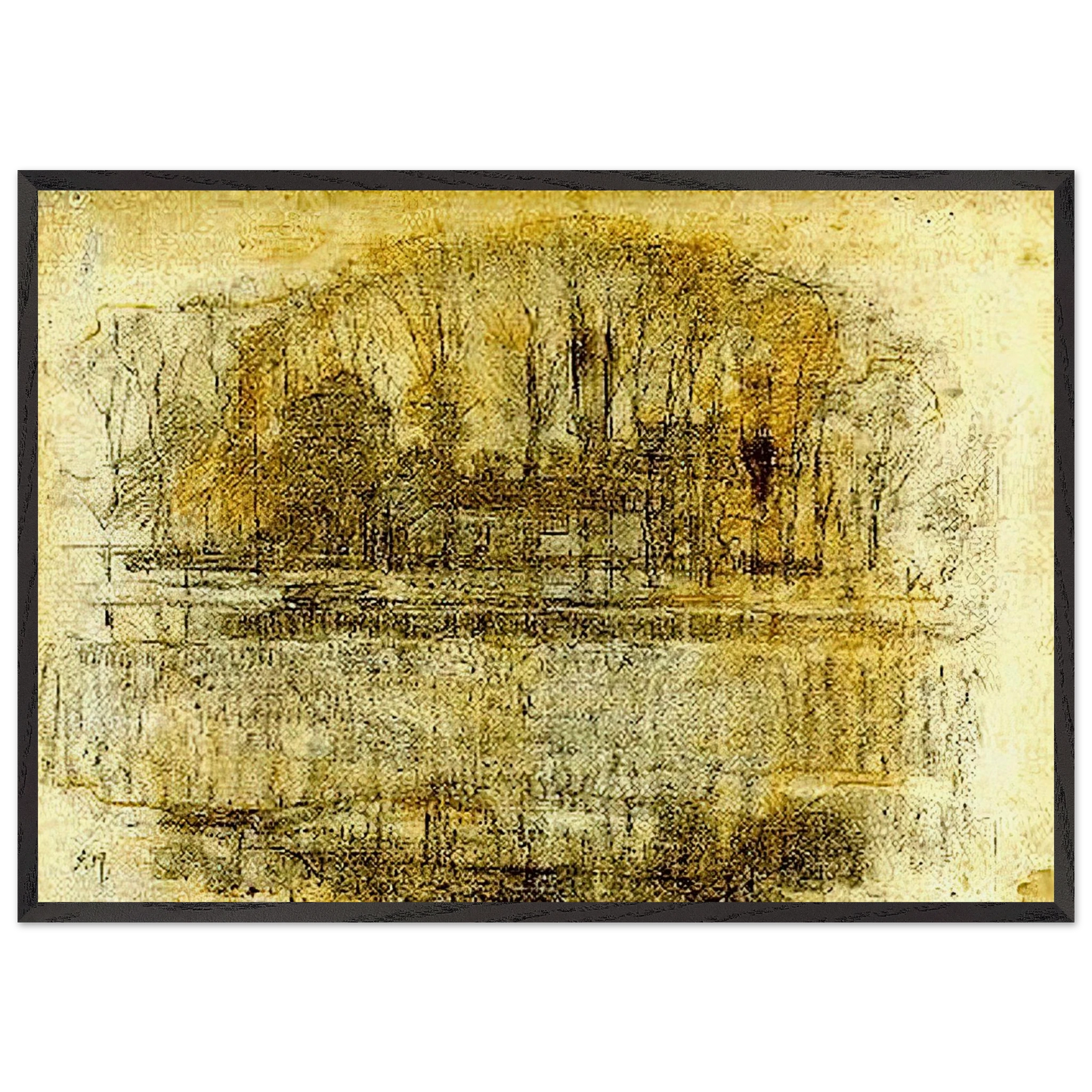 Geinrust Farm Compositional Study - Piet Mondrian 70x100 cm / 28x40 inches Framed Art Print – Black Wooden Frame