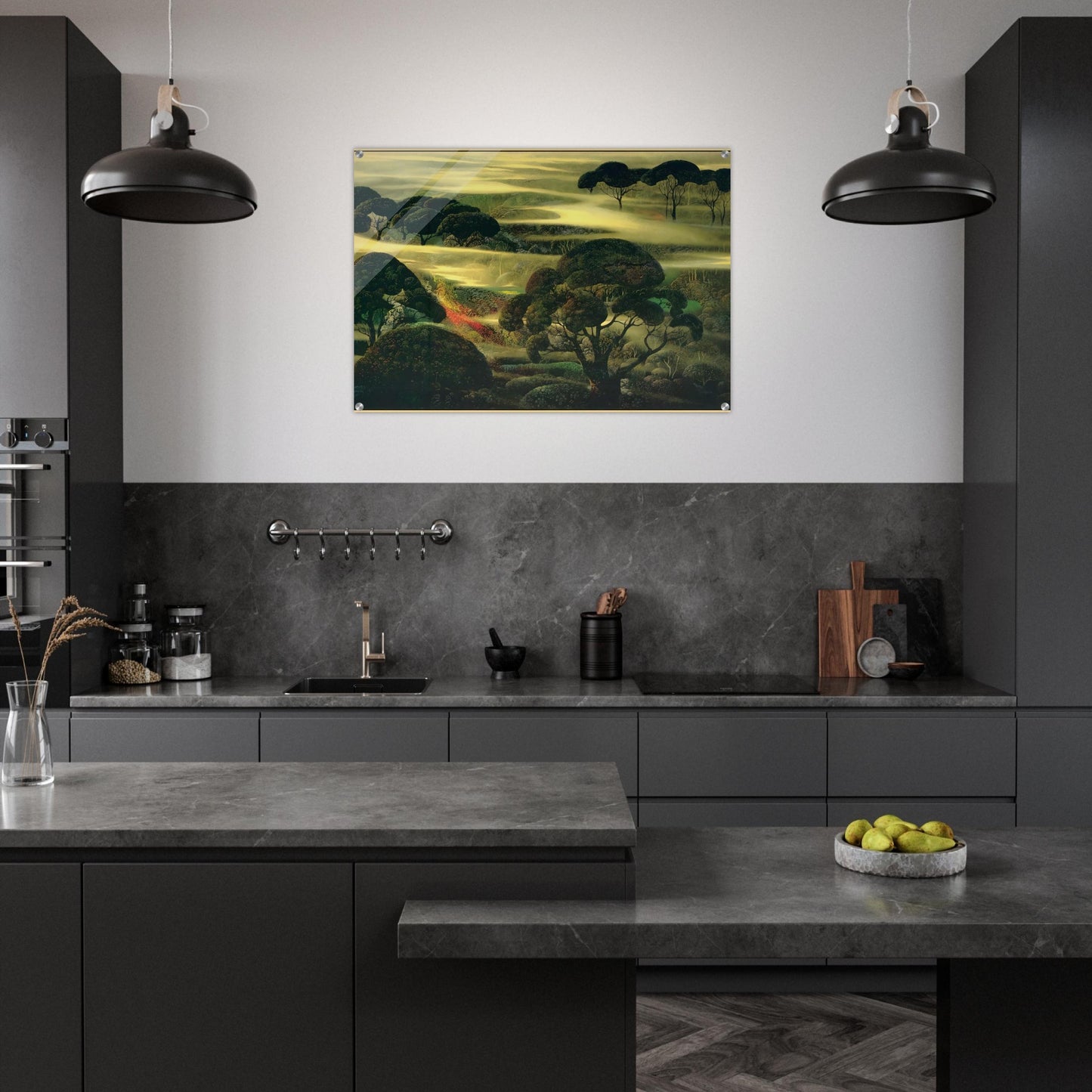 Forest in Fog - Eyvind Earle Acrylic Print - 70x100 cm / 28x40″ inches | Eyvind Earle Wall Art | Eyvind Earle Prints