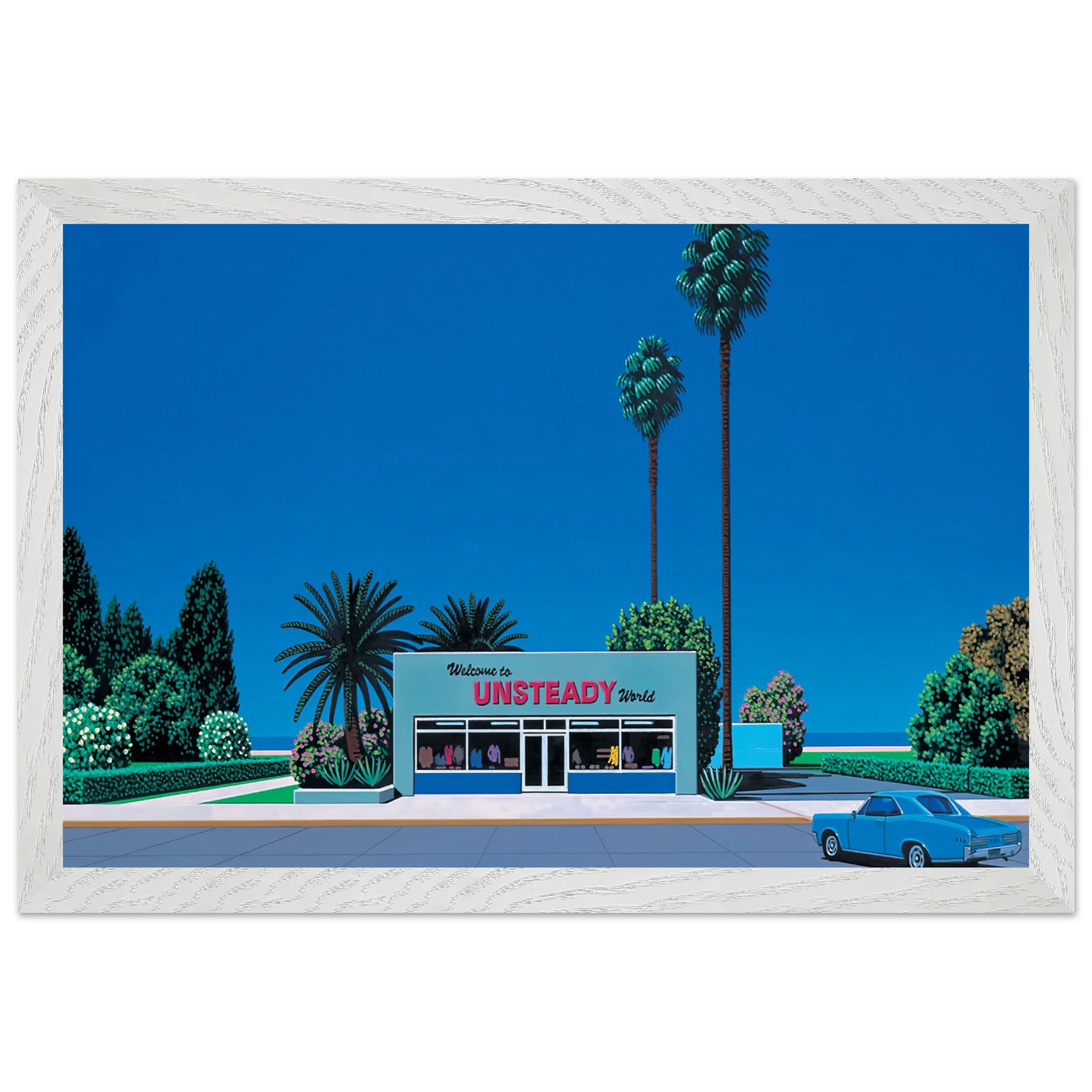 Hiroshi Nagai - Unsteady World Wall Art - 30x40 cm / 12x16 inches - Premium Wooden Framed Poster With Fine Art Paper - White frame